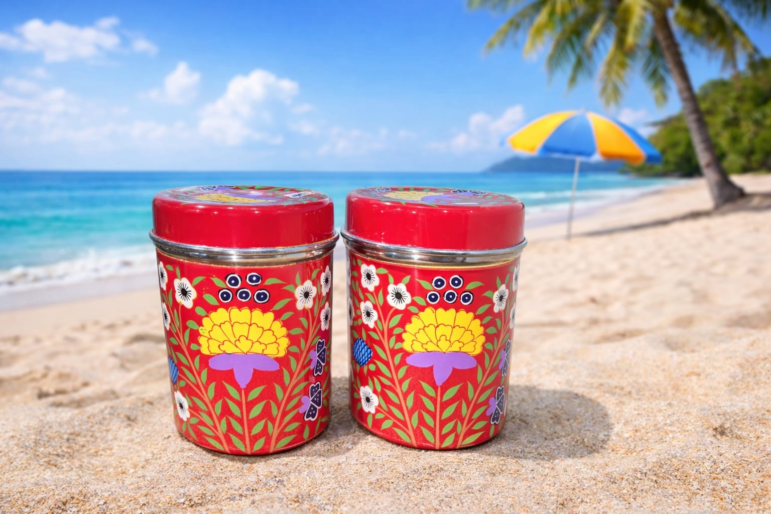 Steel Canister Sets, Canister sets, hand painted canister set, food storage box ,stainless steel food storage box,floral kashmiri design